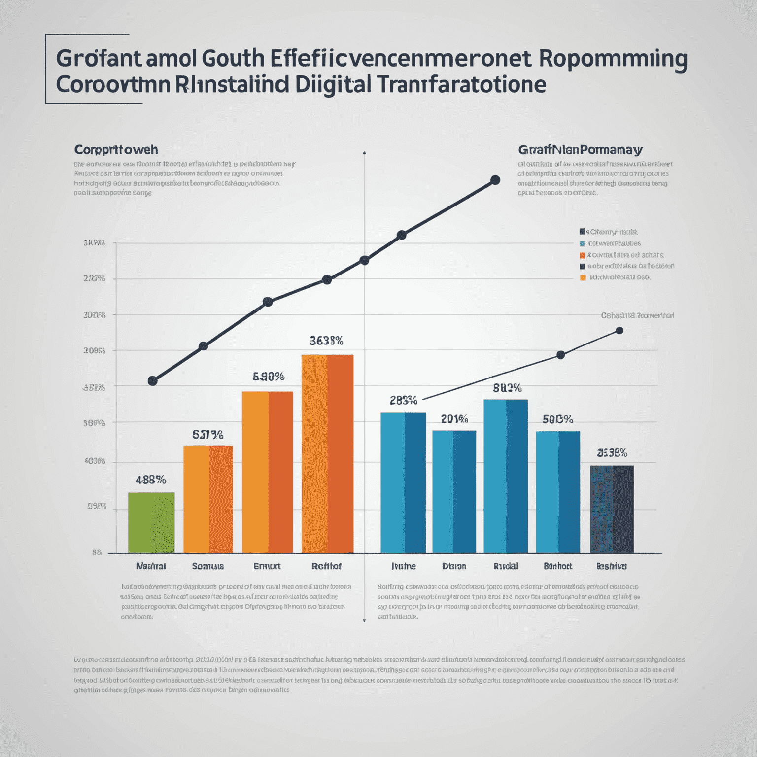 Gráfico mostrando el crecimiento y mejora en eficiencia de una empresa después de implementar estrategias de transformación digital