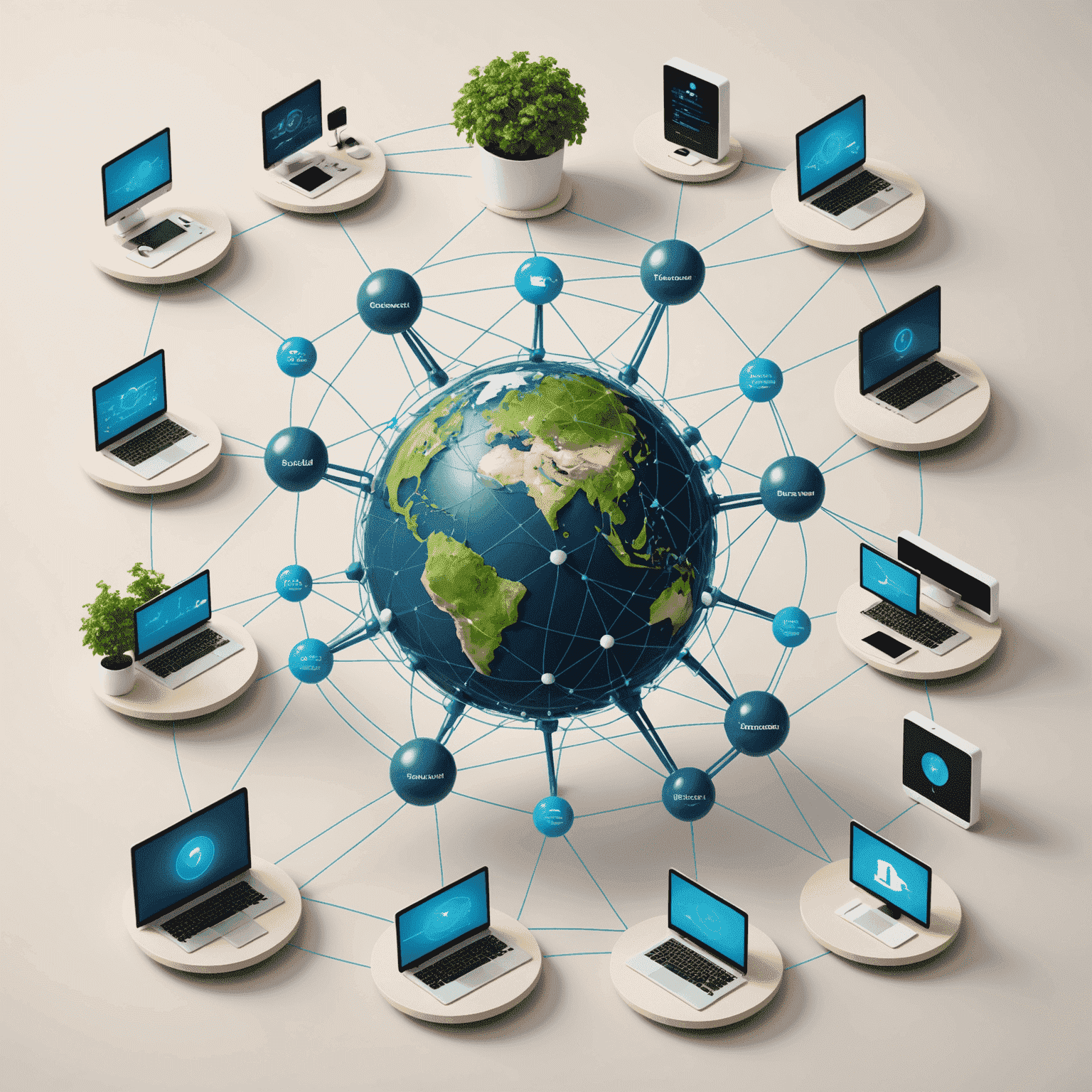 Representación visual de sistemas interconectados, mostrando la integración de tecnologías nuevas y existentes